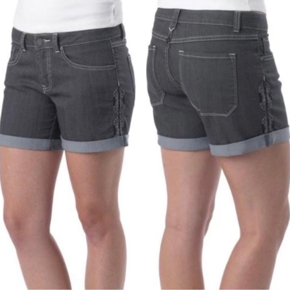 Prana Dark Gray Rolled Cuff Jean Shorts